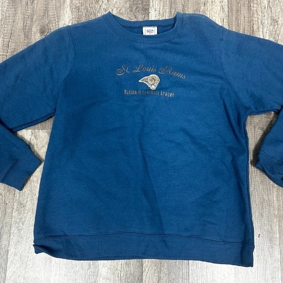 VTG NFL St. Louis Rams Sweatshirt Embroidered Logo Crew Neck Pullover SZ Large‎ - Picture 1 of 7